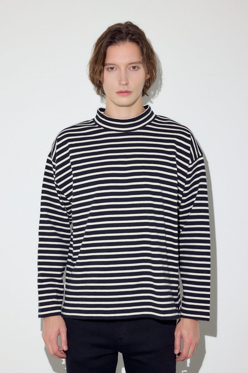 【SS先行アイテム】ボーダー長袖トップス 柄BLK L