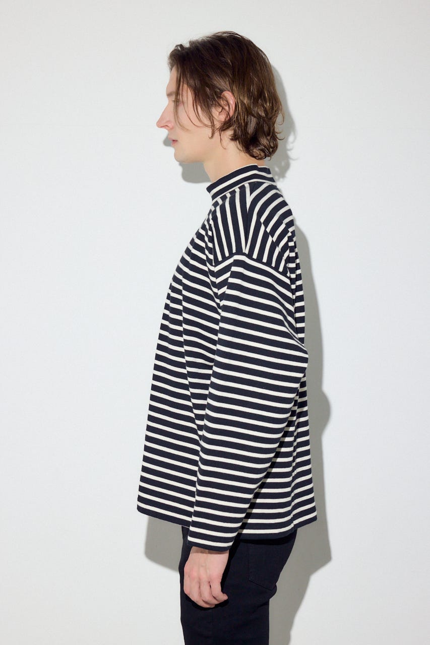 【SS先行アイテム】ボーダー長袖トップス 柄BLK L