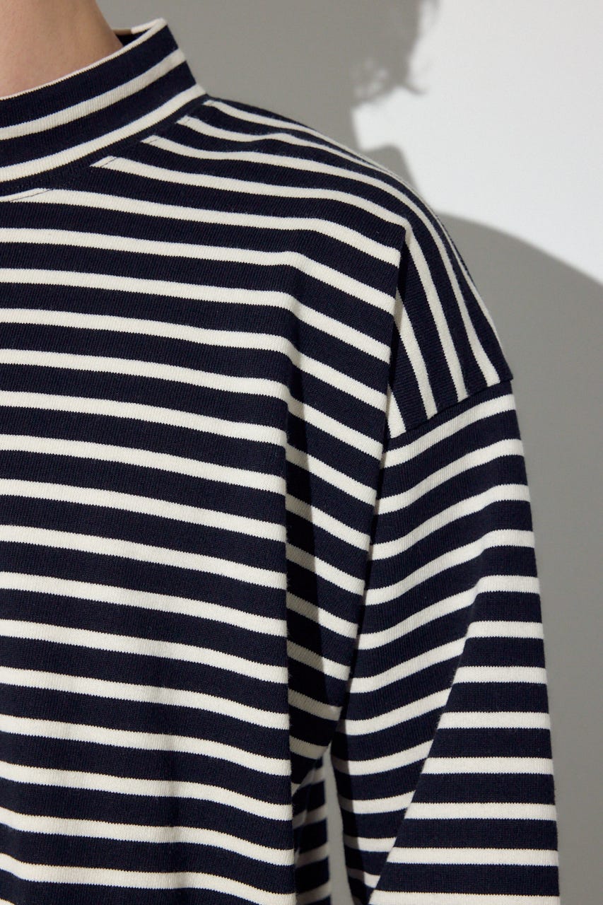 【SS先行アイテム】ボーダー長袖トップス 柄BLK L