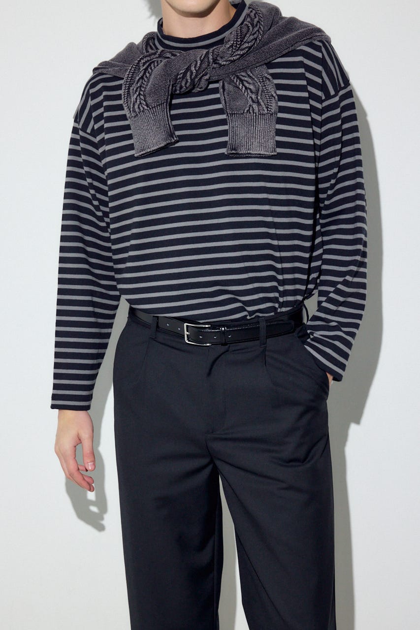 【SS先行アイテム】ボーダー長袖トップス 柄GRY M