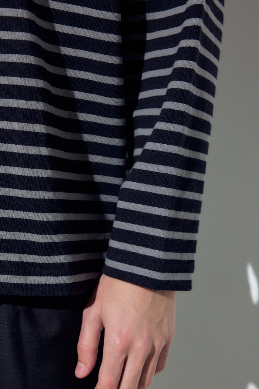 【SS先行アイテム】ボーダー長袖トップス 柄GRY M