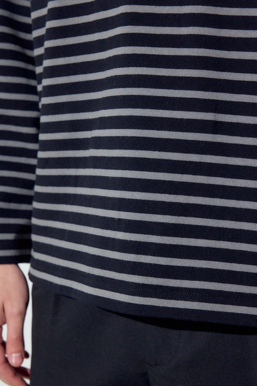 【SS先行アイテム】ボーダー長袖トップス 柄GRY M