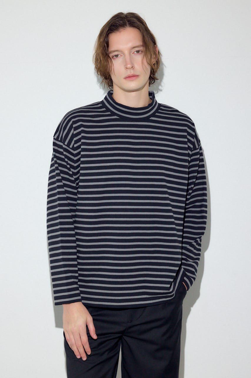 【SS先行アイテム】ボーダー長袖トップス 柄GRY M