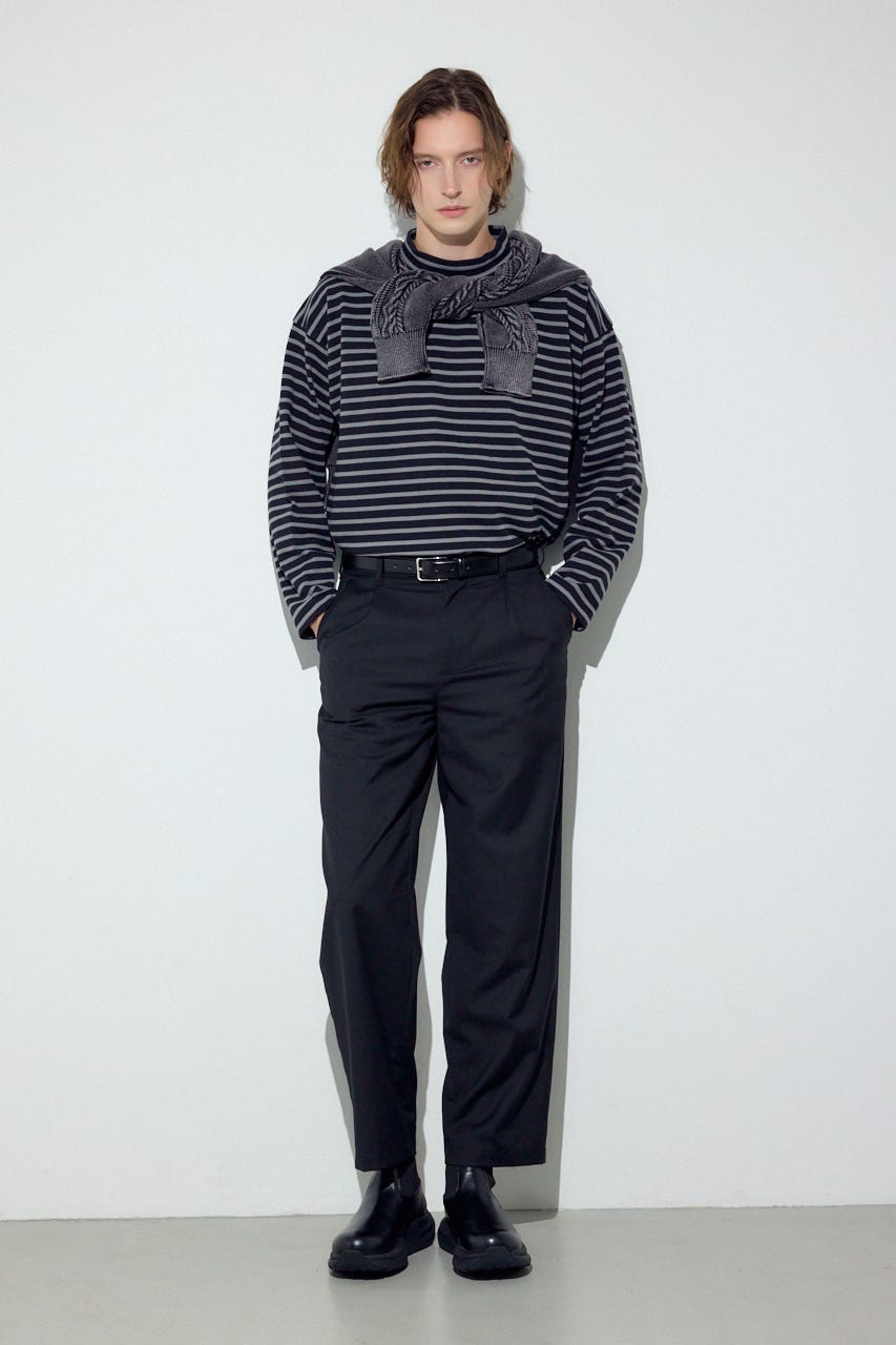 【SS先行アイテム】ボーダー長袖トップス 柄GRY M