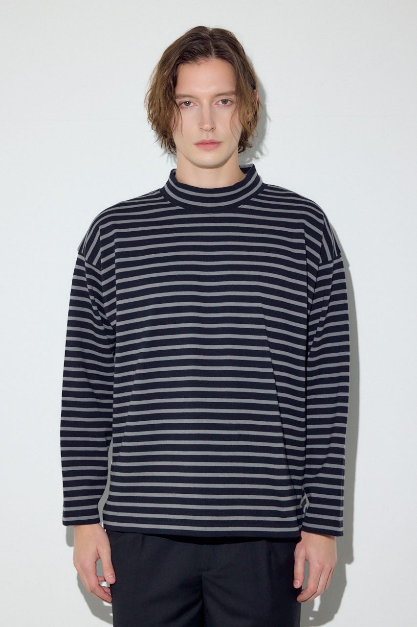 【SS先行アイテム】ボーダー長袖トップス 柄GRY M