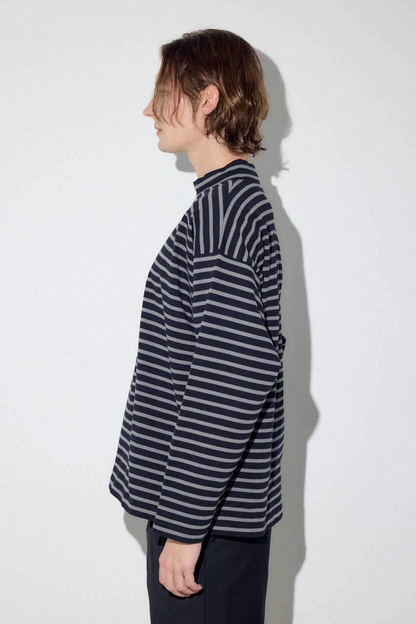 【SS先行アイテム】ボーダー長袖トップス 柄GRY M