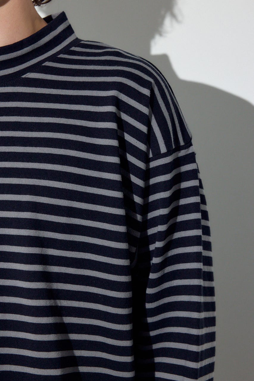 【SS先行アイテム】ボーダー長袖トップス 柄GRY M