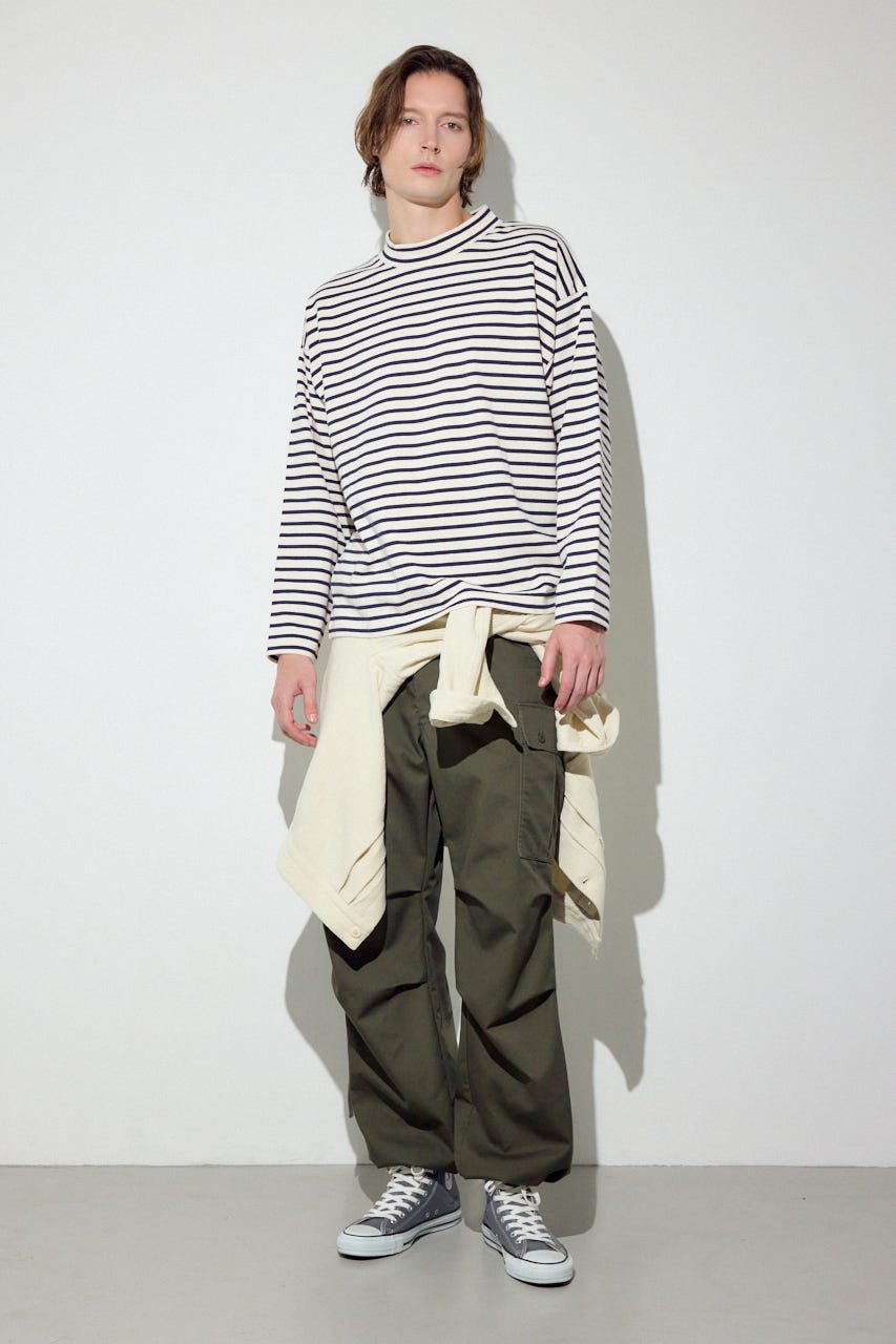 【SS先行アイテム】ボーダー長袖トップス 柄WHT M