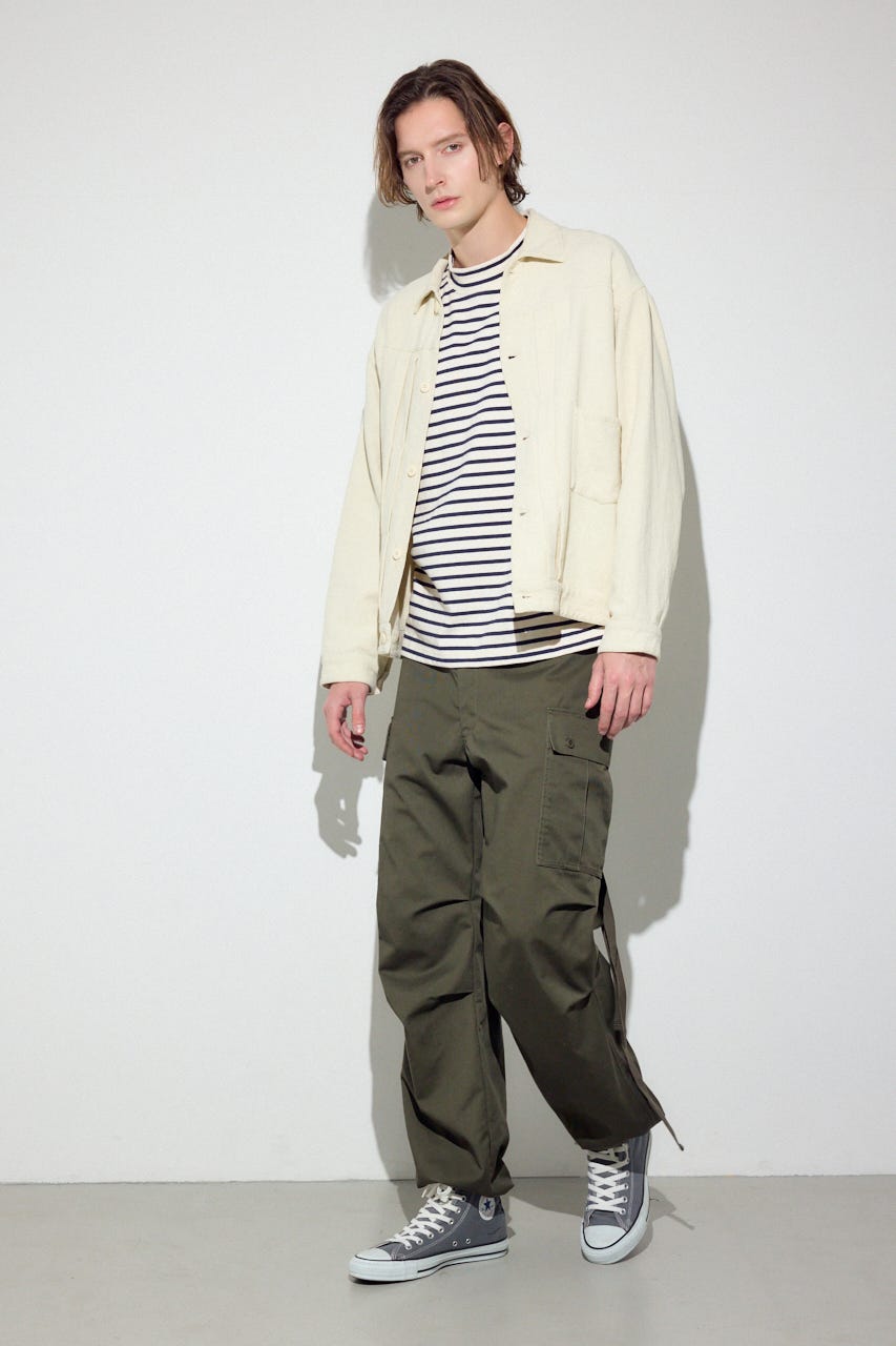 【SS先行アイテム】ボーダー長袖トップス 柄WHT M