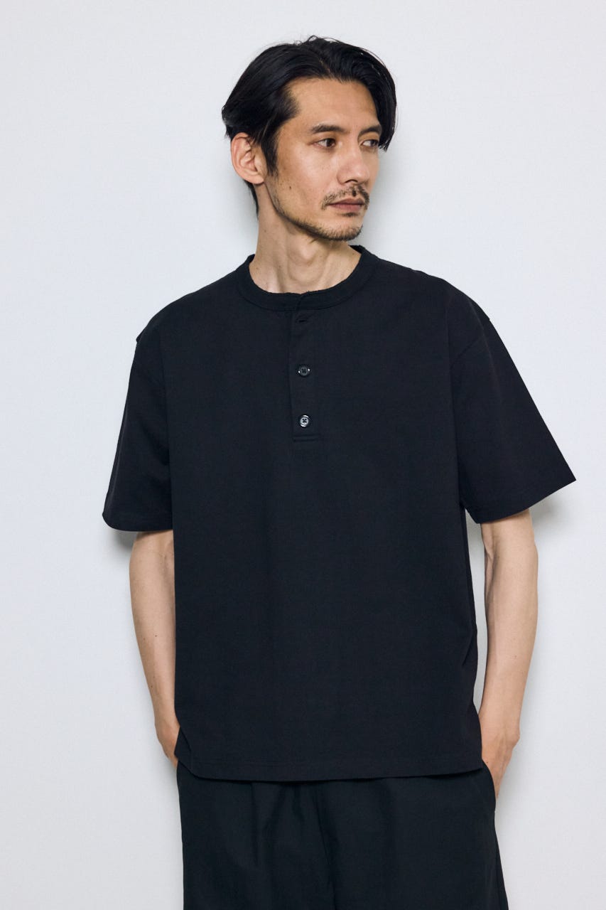 ヘンリーネックハングTEE BLK M