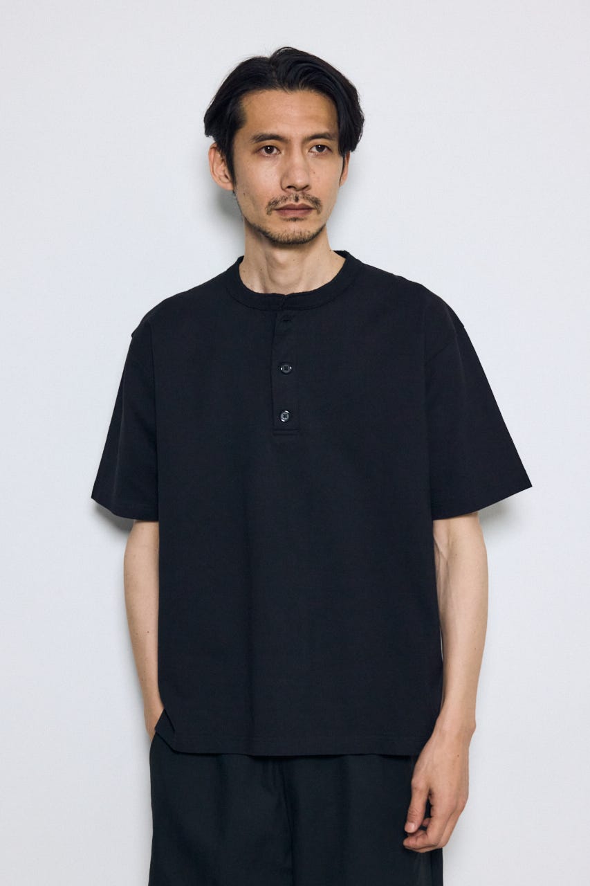 ヘンリーネックハングTEE BLK M