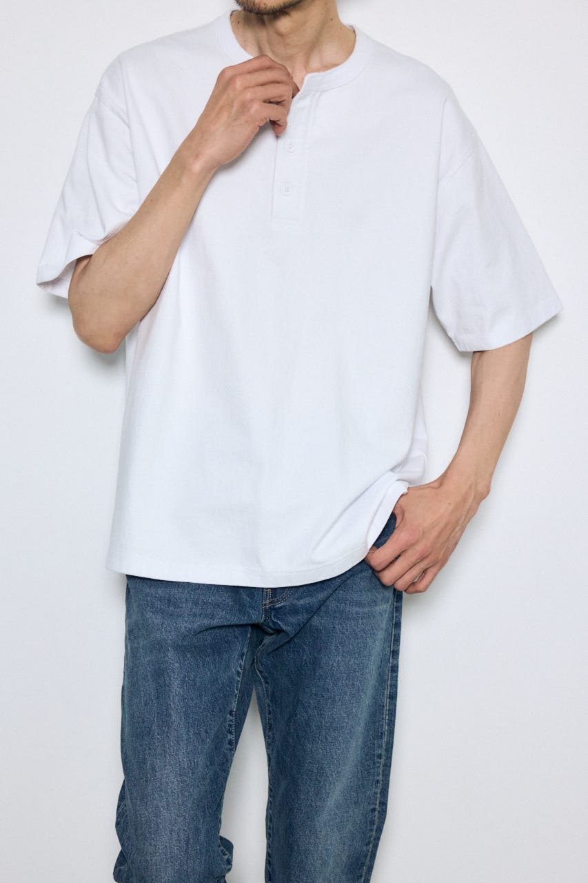 ヘンリーネックハングTEE WHT S