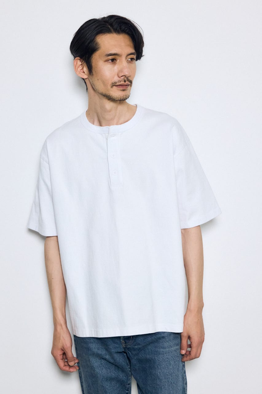 ヘンリーネックハングTEE WHT S