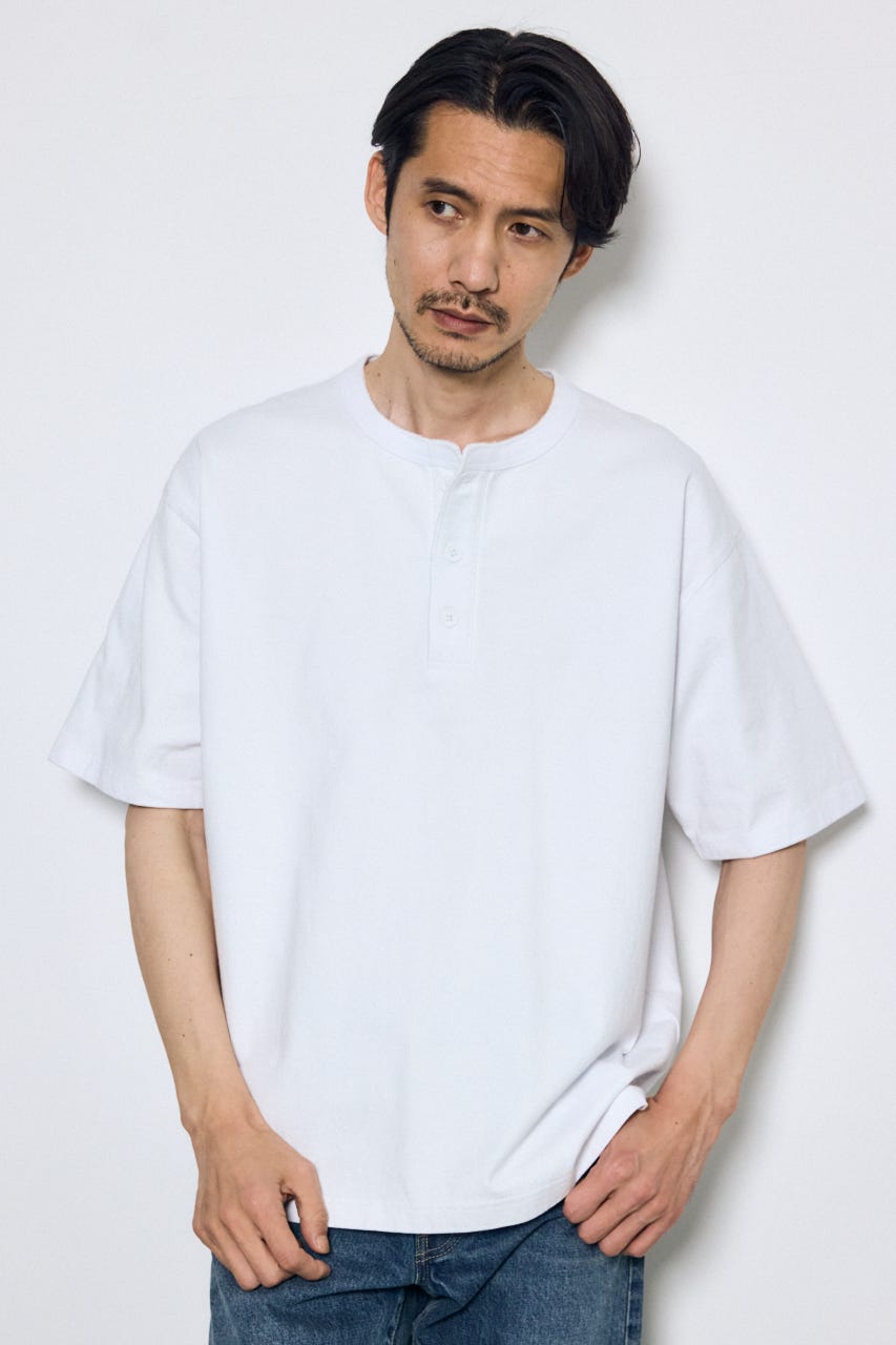 ヘンリーネックハングTEE WHT S