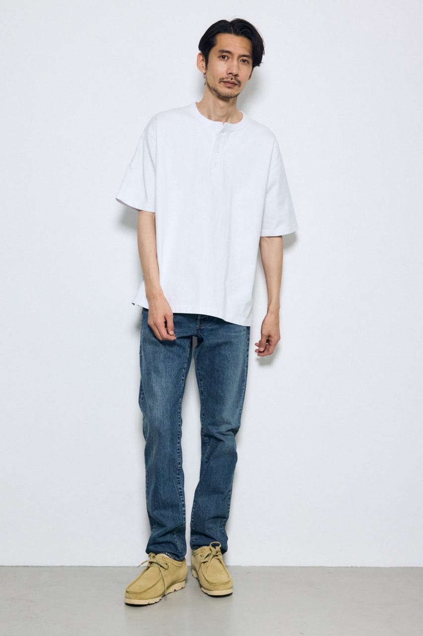 ヘンリーネックハングTEE WHT S