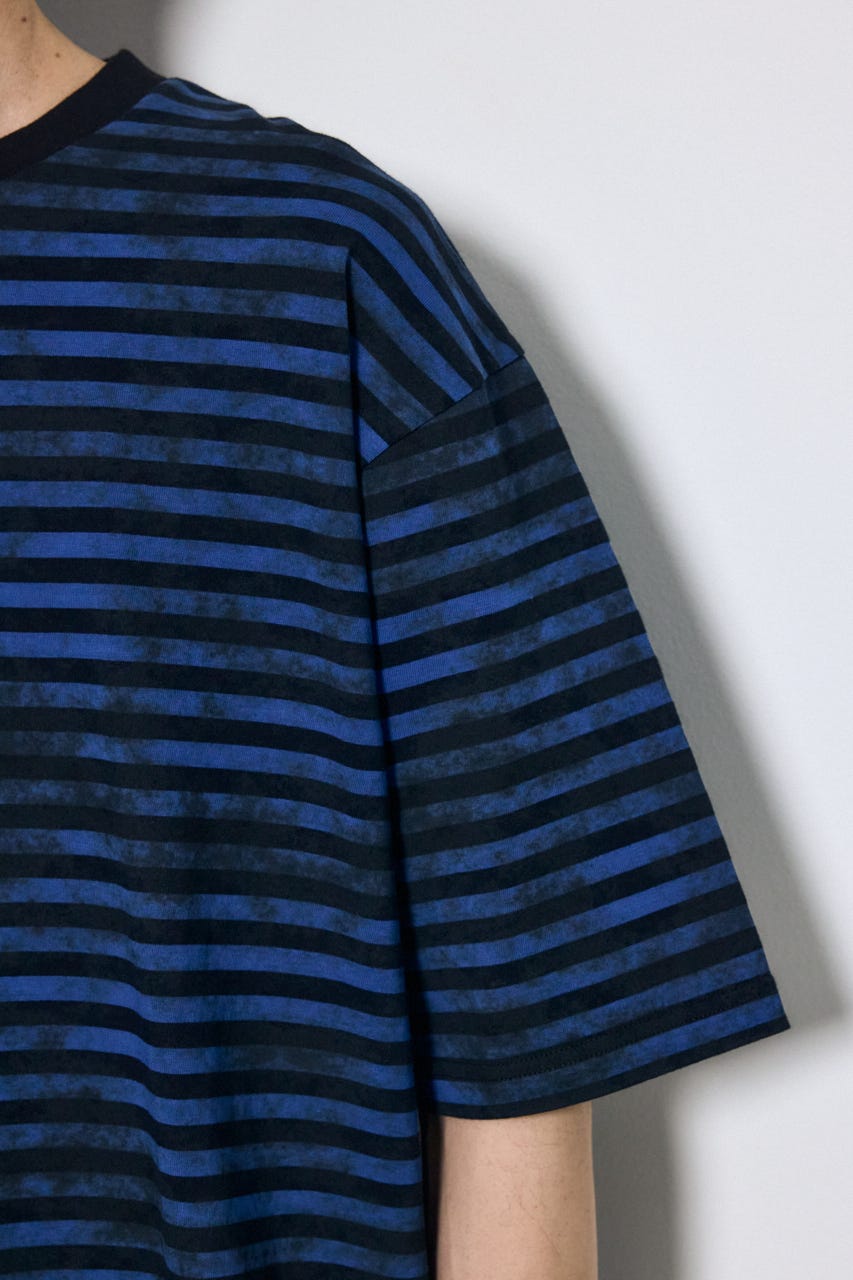 かすれボーダーTシャツ 柄BLU L