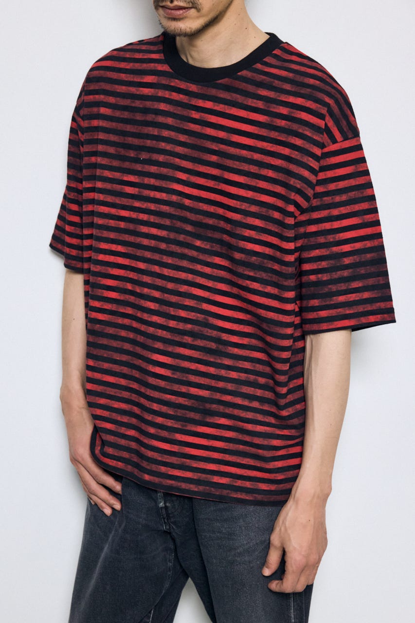 かすれボーダーTシャツ 柄RED S
