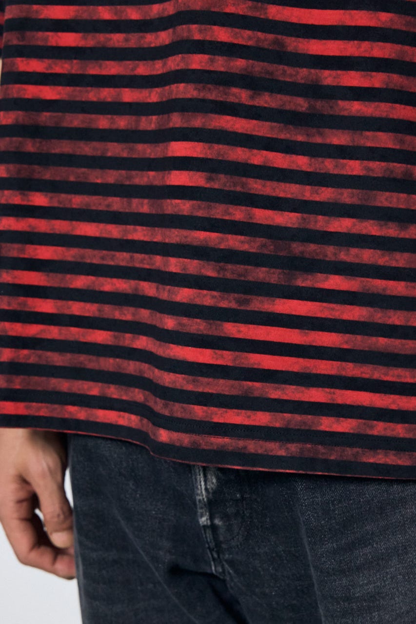 かすれボーダーTシャツ 柄RED S