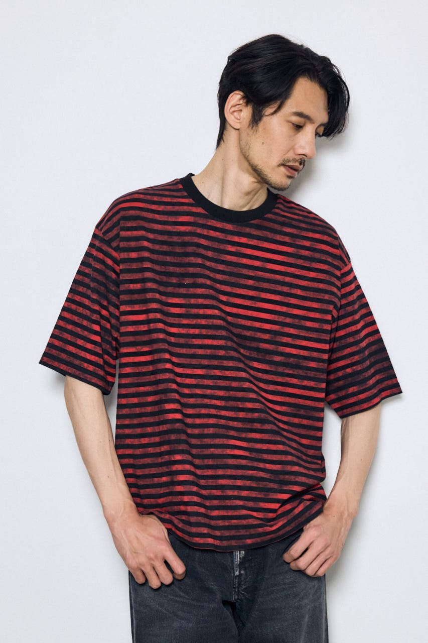 かすれボーダーTシャツ 柄RED S