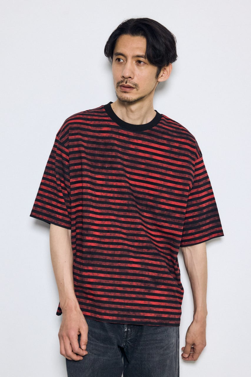 かすれボーダーTシャツ 柄RED S