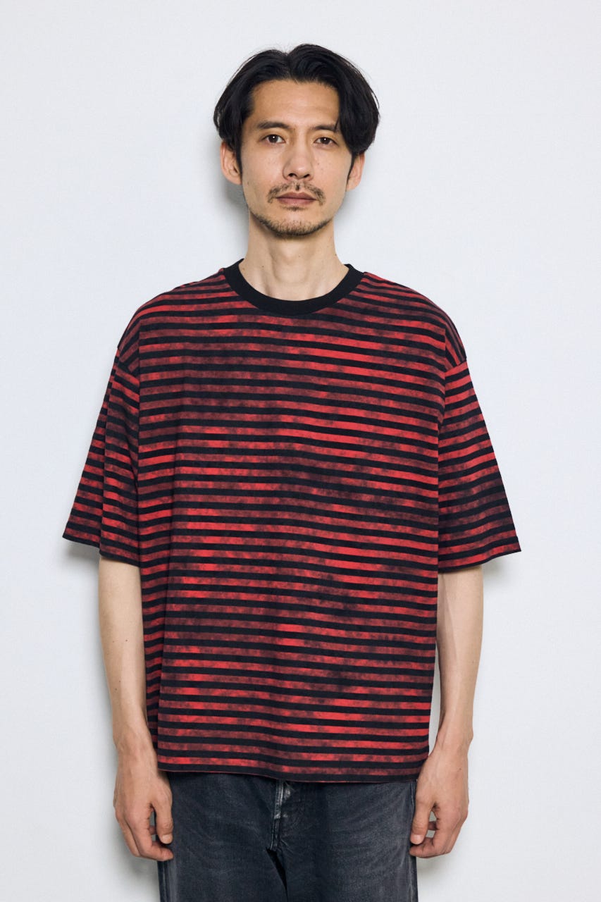 かすれボーダーTシャツ 柄RED S
