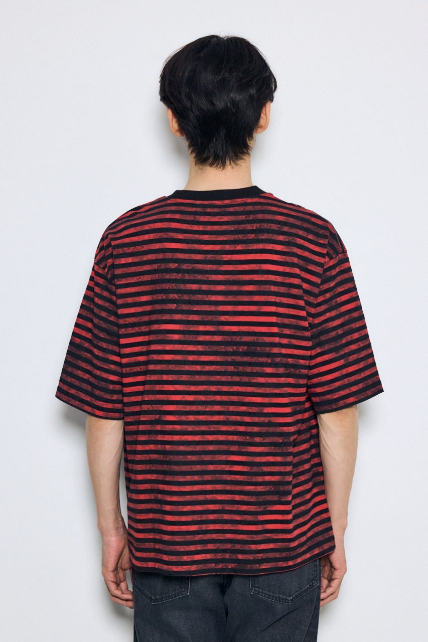 かすれボーダーTシャツ 柄RED S