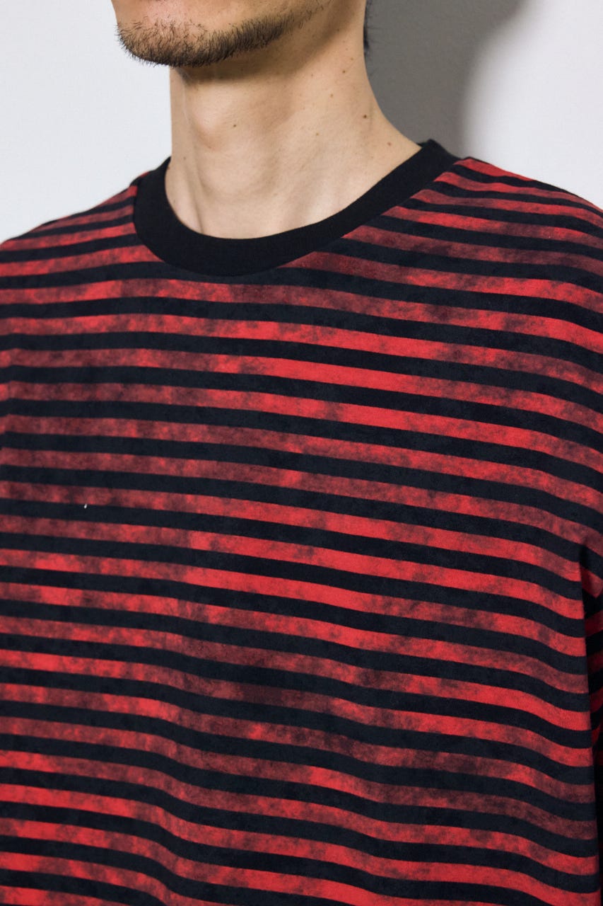 かすれボーダーTシャツ 柄RED S
