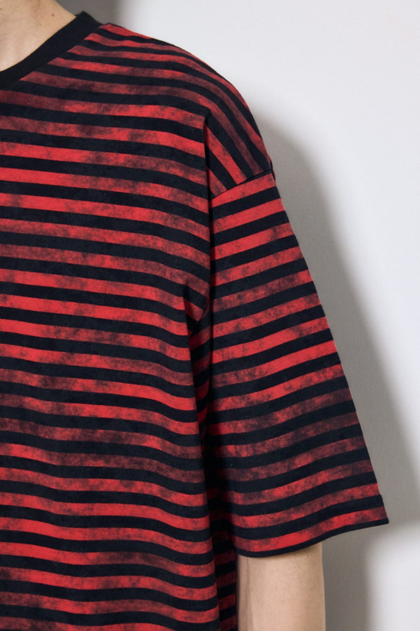 かすれボーダーTシャツ 柄RED S