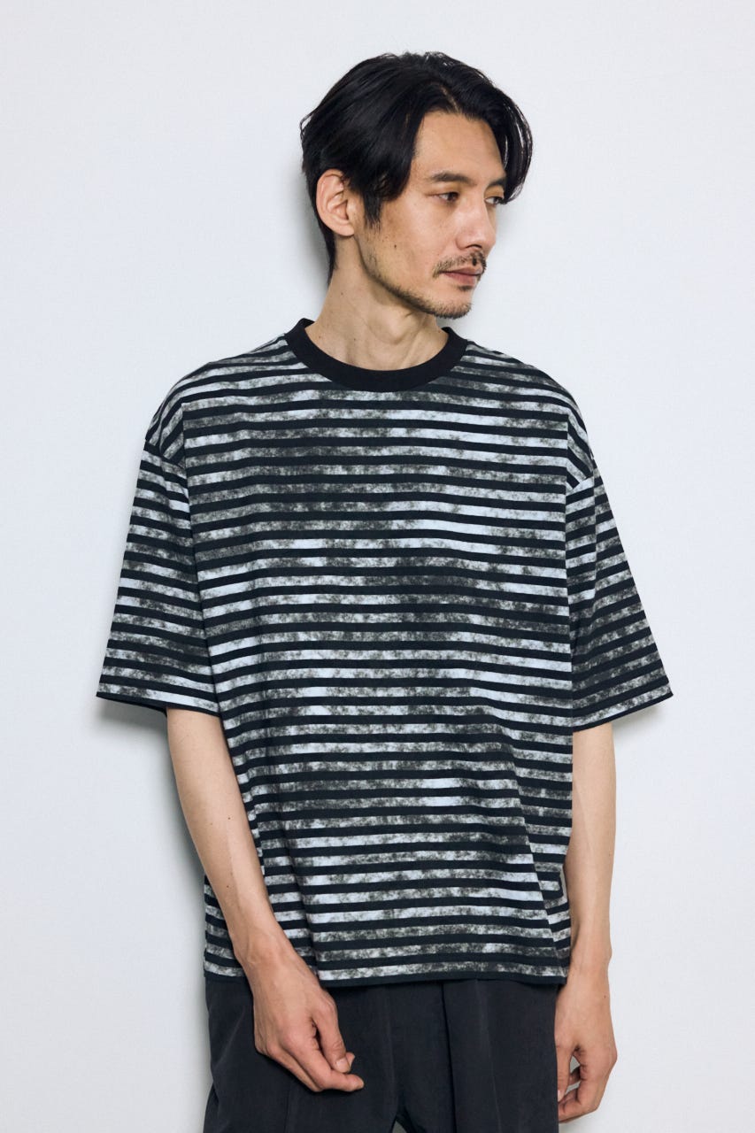かすれボーダーTシャツ 柄WHT S
