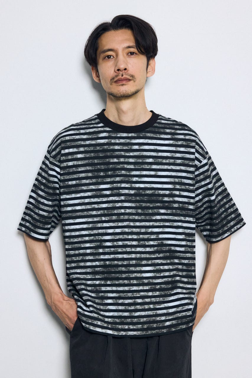 かすれボーダーTシャツ 柄WHT S