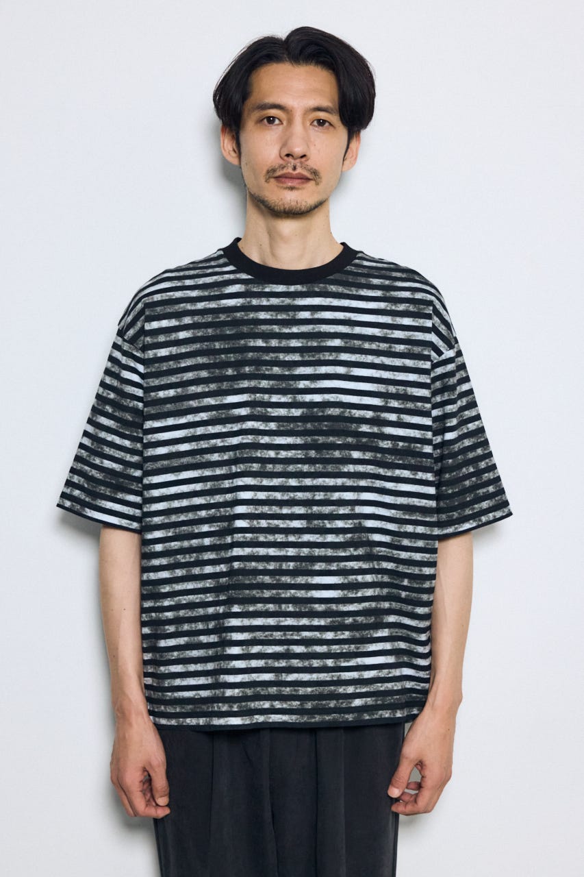かすれボーダーTシャツ 柄WHT S