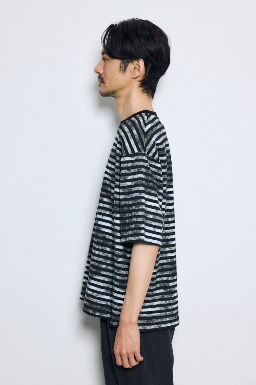 かすれボーダーTシャツ 柄WHT S
