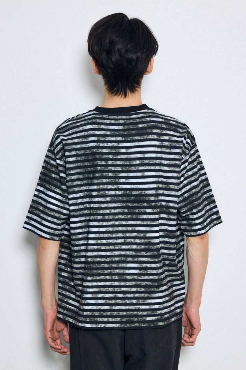 かすれボーダーTシャツ 柄WHT S