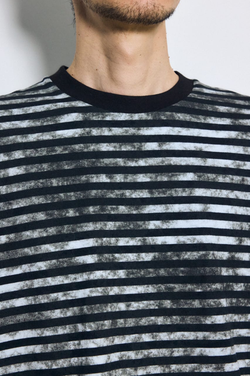 かすれボーダーTシャツ 柄WHT S