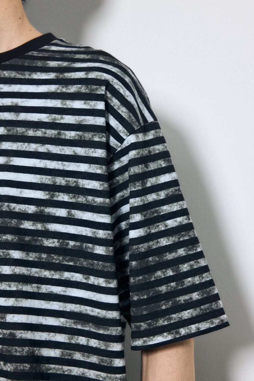 かすれボーダーTシャツ 柄WHT S