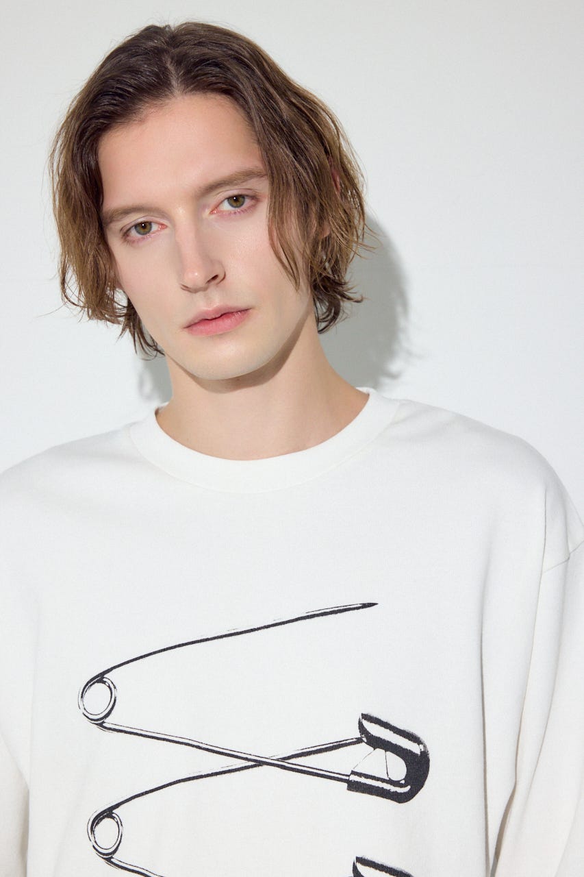 SAFETY PIN長袖Tシャツ WHT M