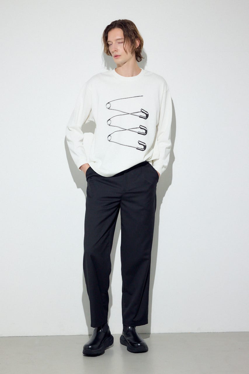 SAFETY PIN長袖Tシャツ WHT M