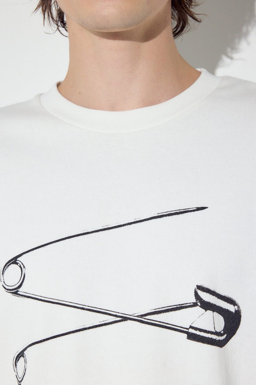 SAFETY PIN長袖Tシャツ WHT M