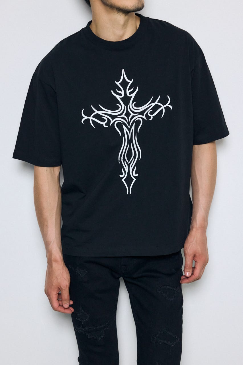 クロスモチーフTシャツ BLK M