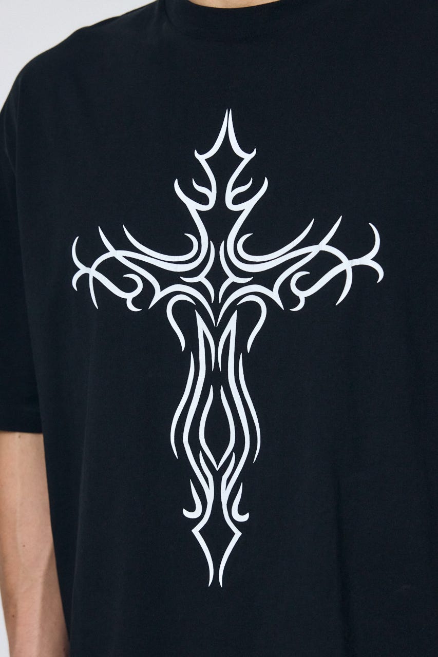クロスモチーフTシャツ BLK M