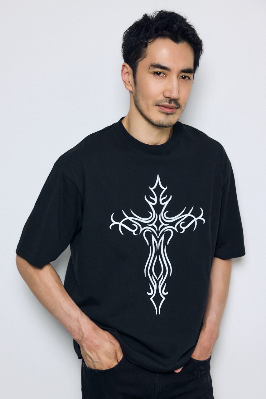 クロスモチーフTシャツ BLK M