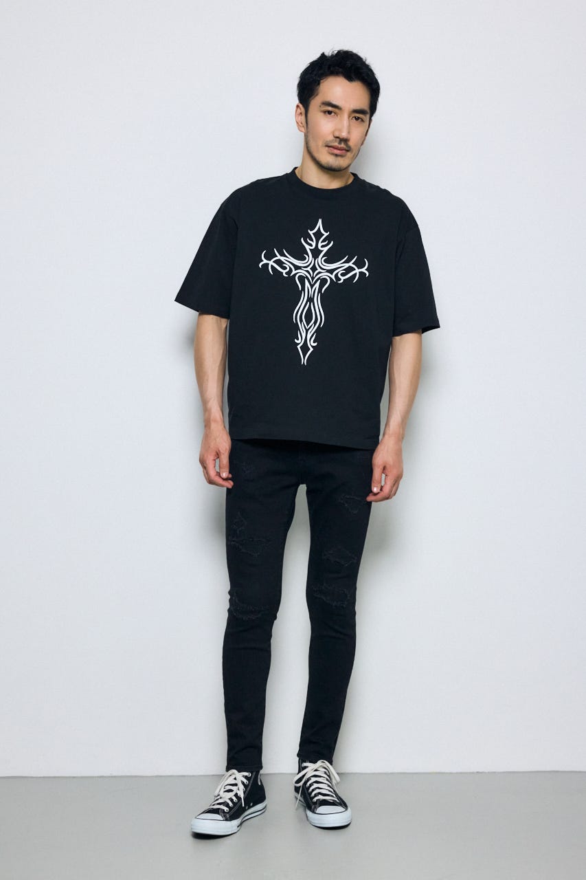 クロスモチーフTシャツ BLK M
