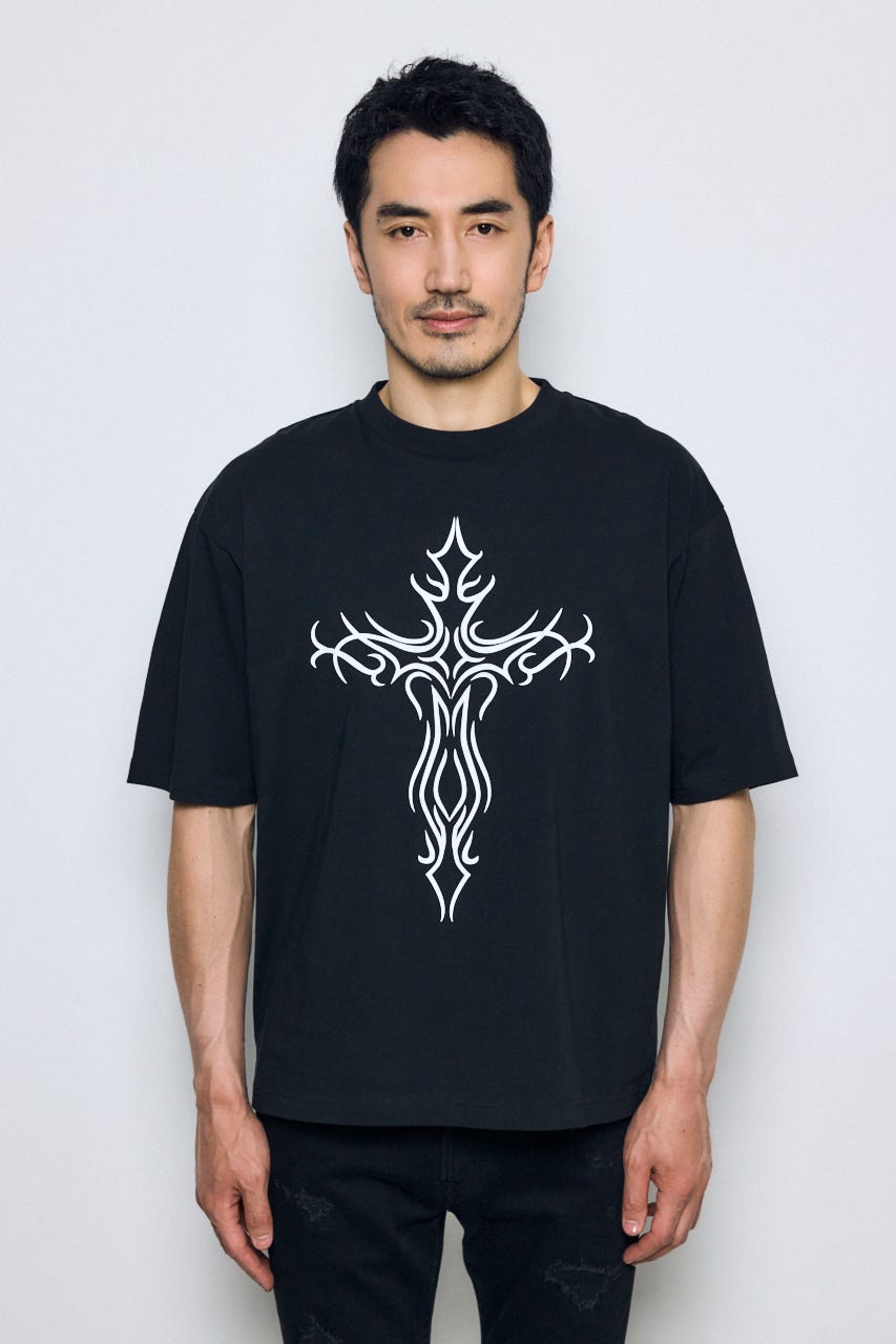 クロスモチーフTシャツ BLK M
