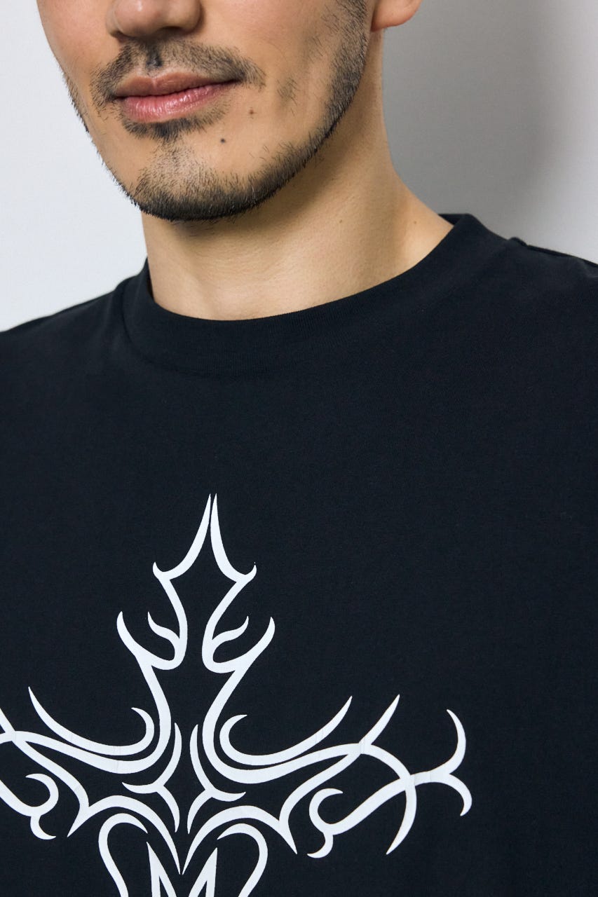 クロスモチーフTシャツ BLK M