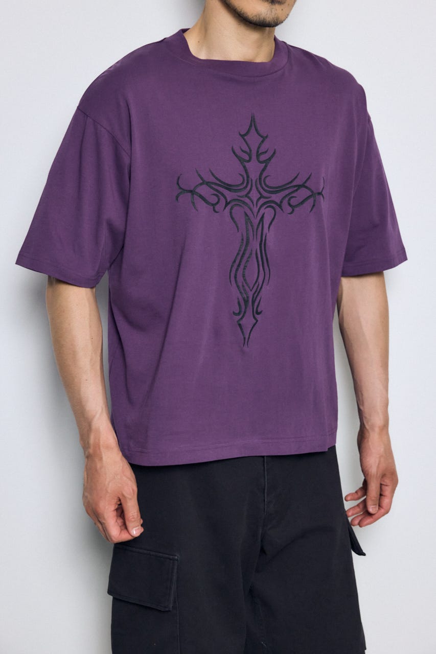 クロスモチーフTシャツ D/PUR L