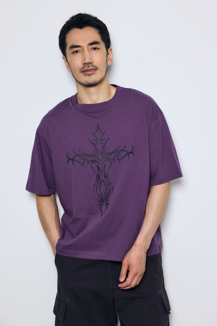 クロスモチーフTシャツ D/PUR L