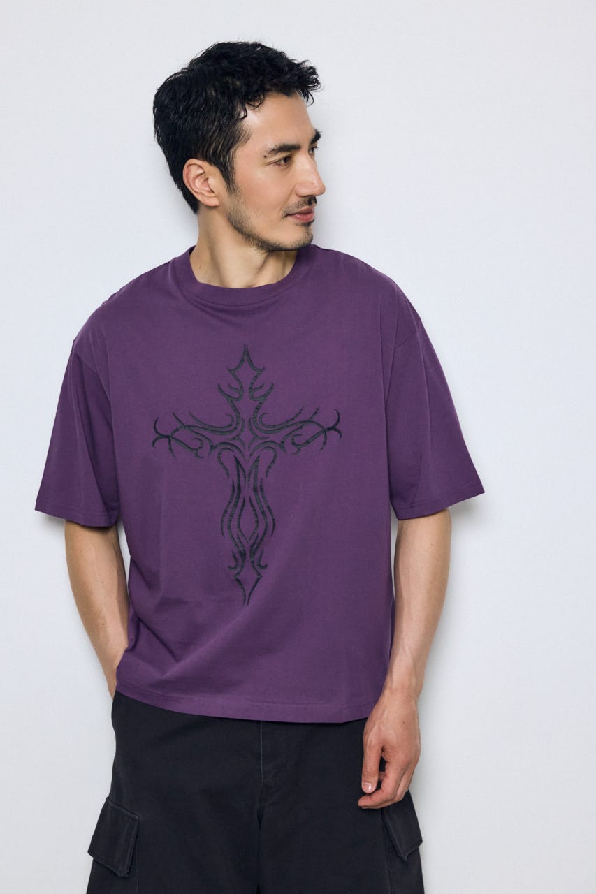 クロスモチーフTシャツ D/PUR L