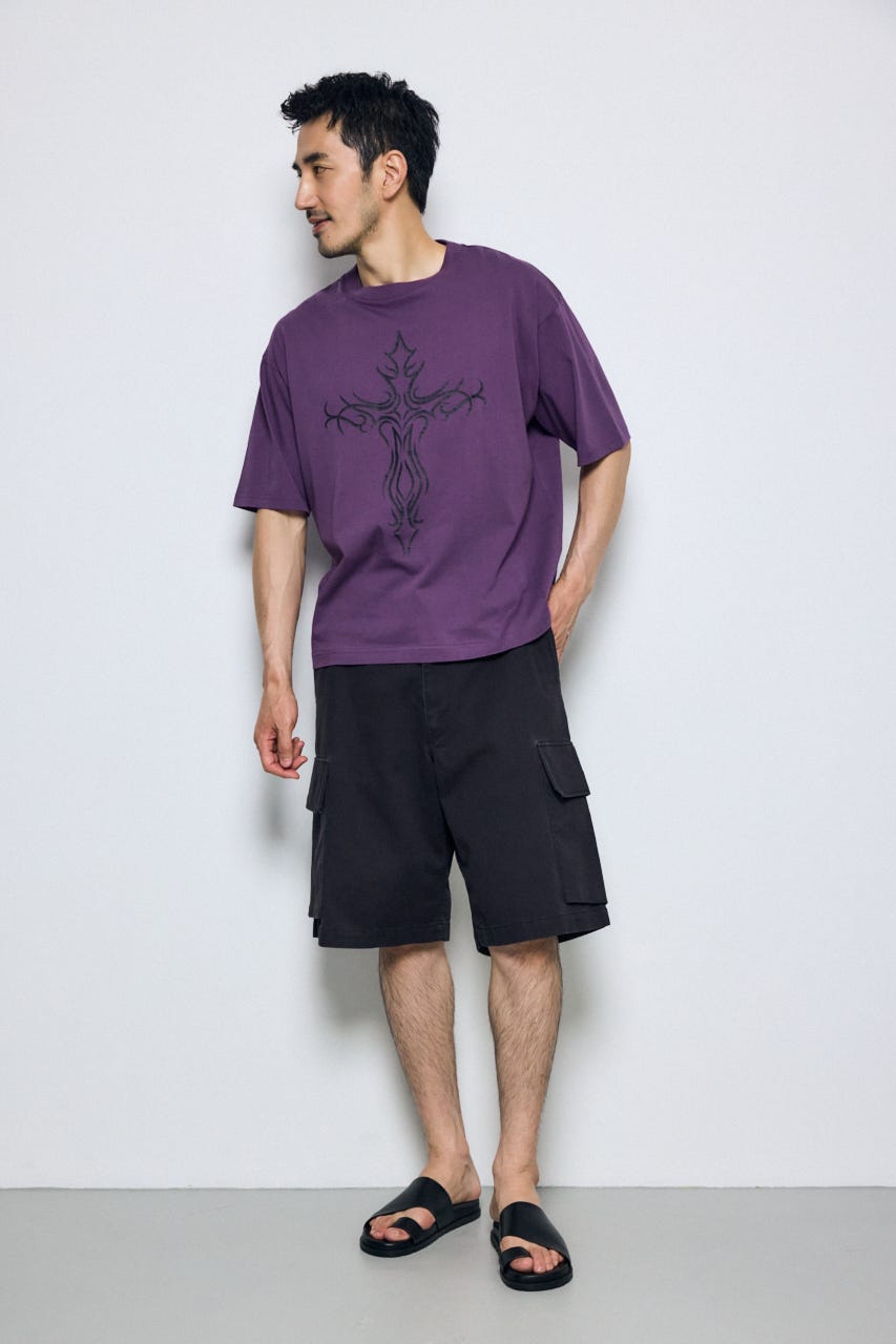 クロスモチーフTシャツ D/PUR L