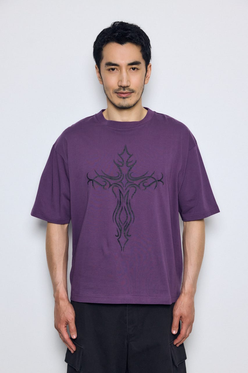 クロスモチーフTシャツ D/PUR L