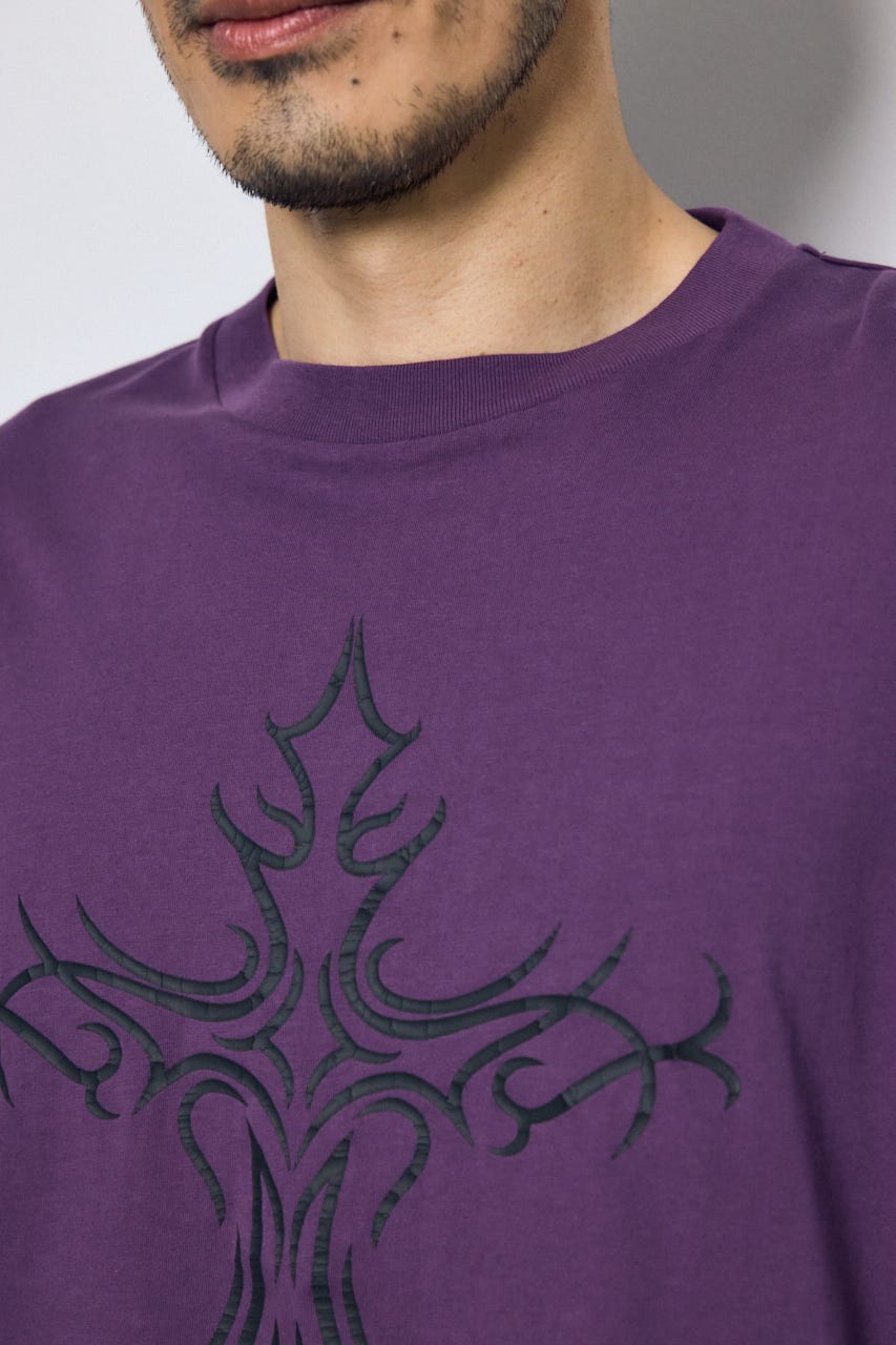 クロスモチーフTシャツ D/PUR L